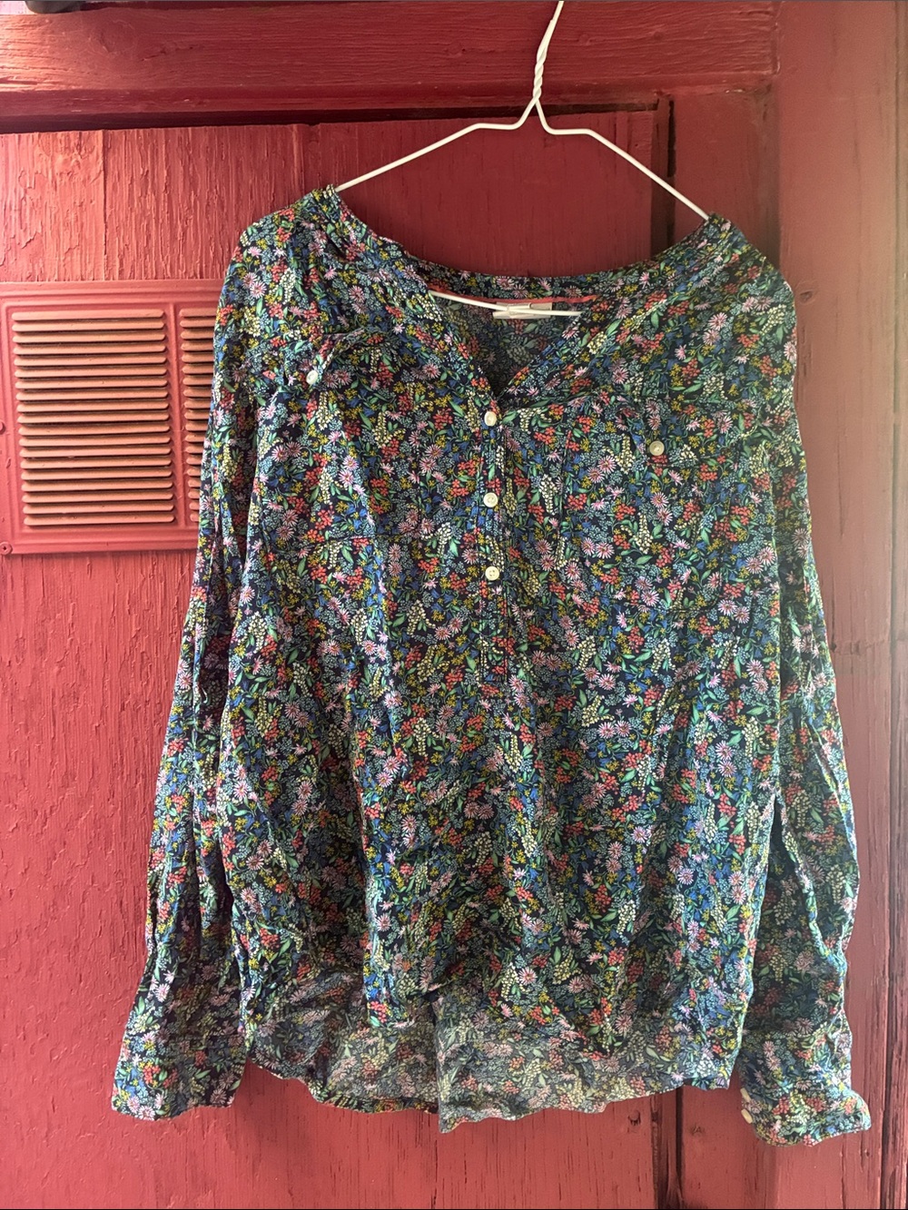 St. John's Bay Navy Floral Peasant Blouse